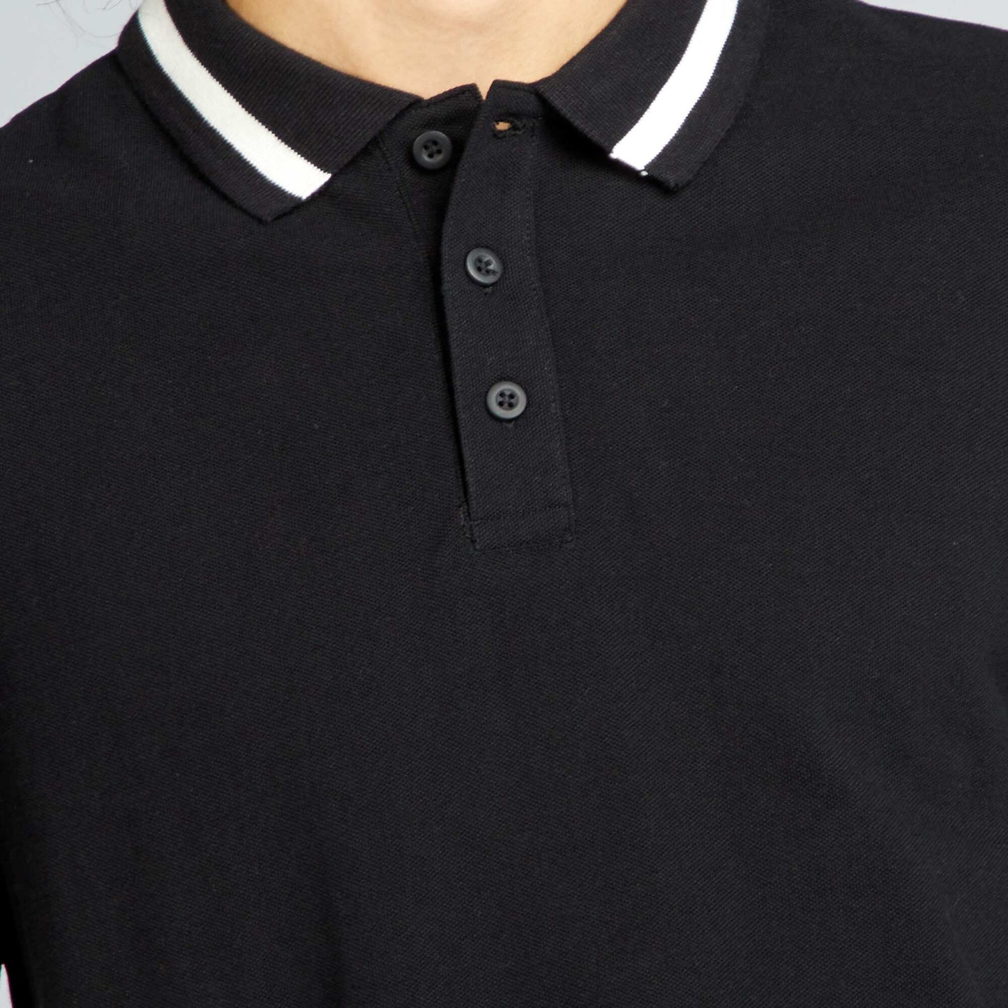 Contrasting short-sleeved polo shirt black