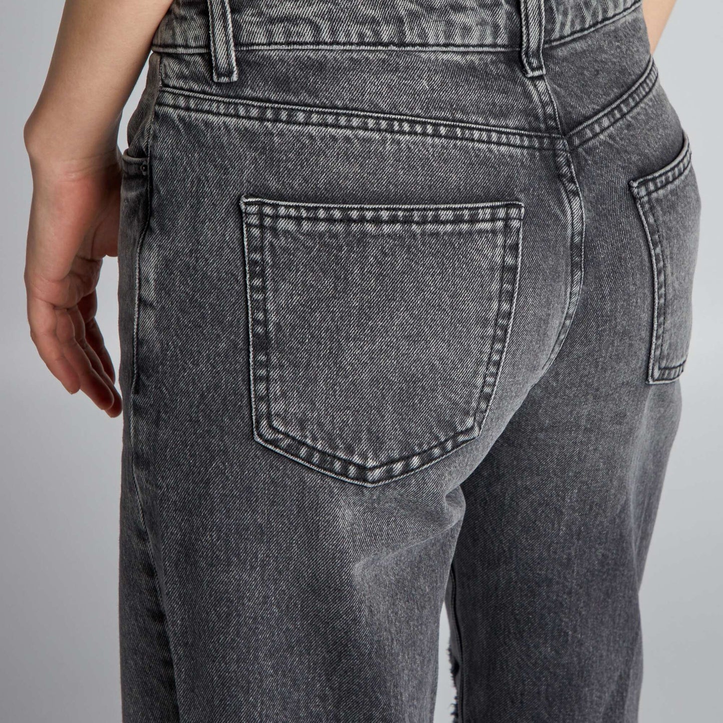 Distressed wide-leg jeans GREY