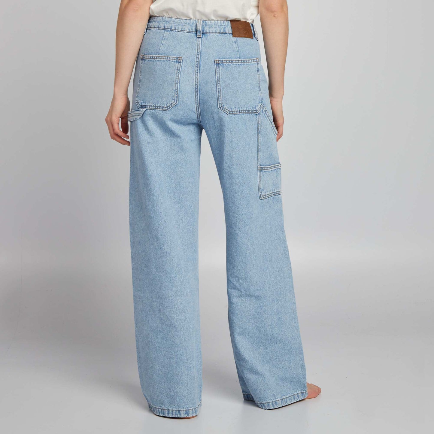 High-waisted denim trousers BLUE
