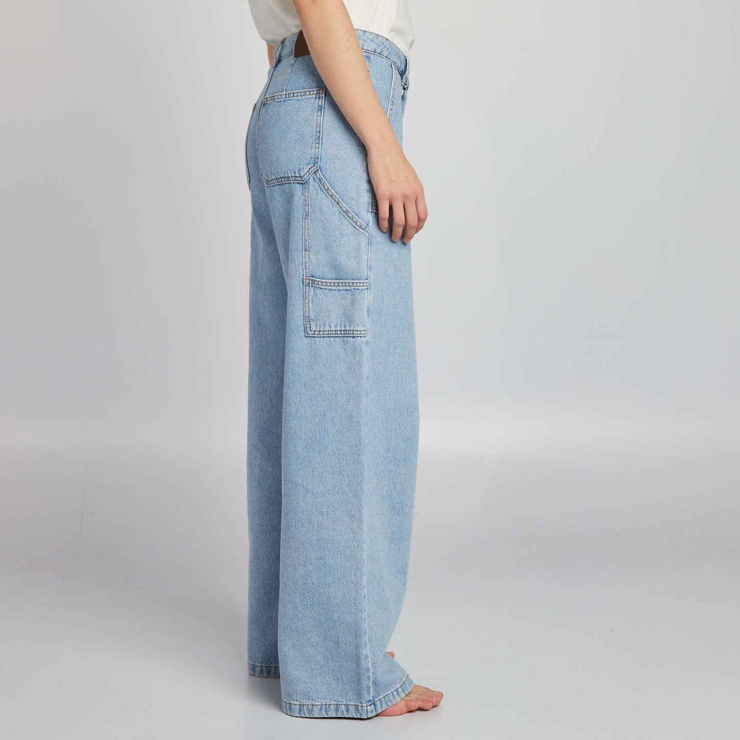High-waisted denim trousers BLUE