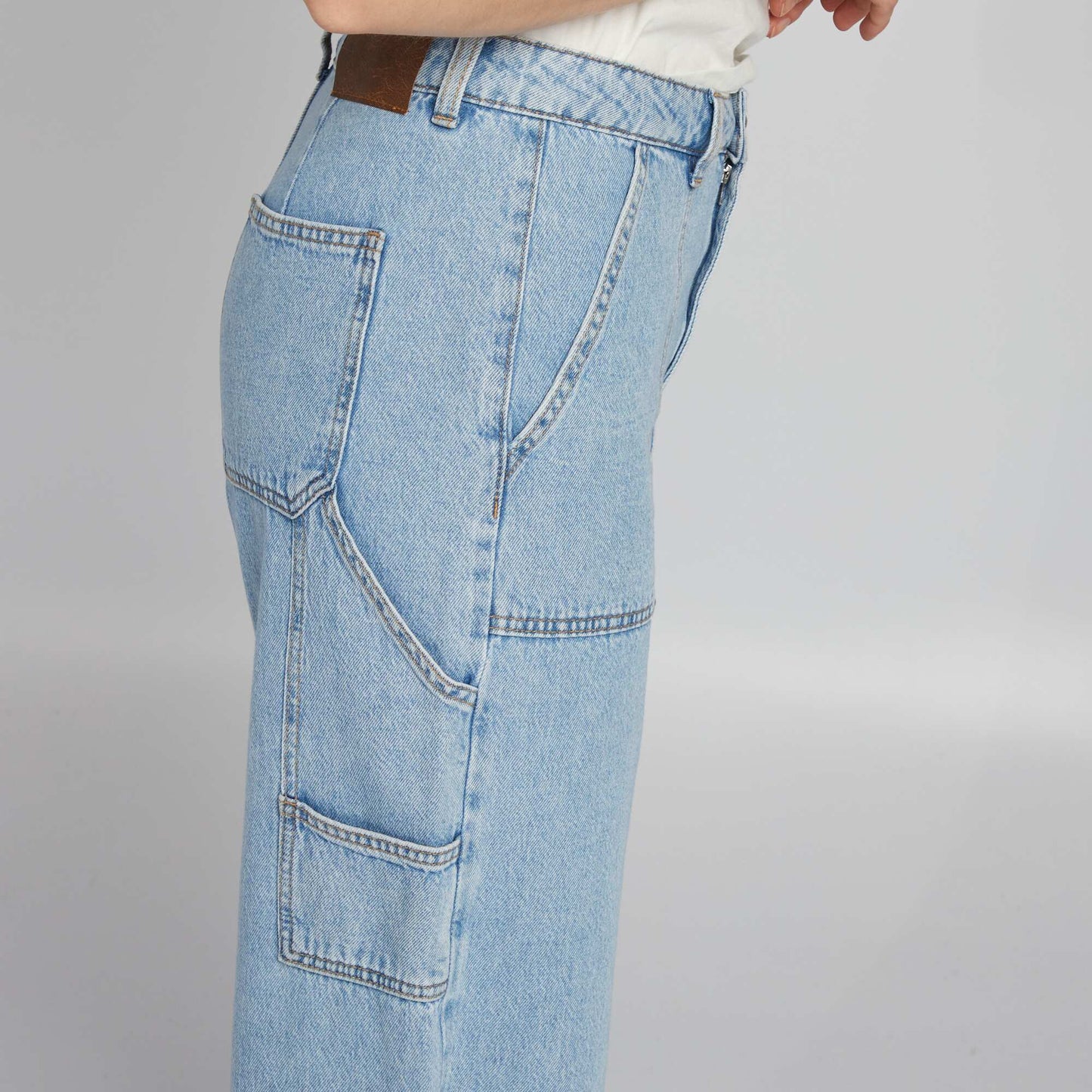 High-waisted denim trousers BLUE