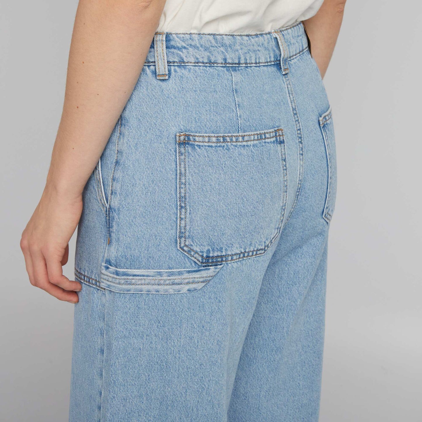 High-waisted denim trousers BLUE