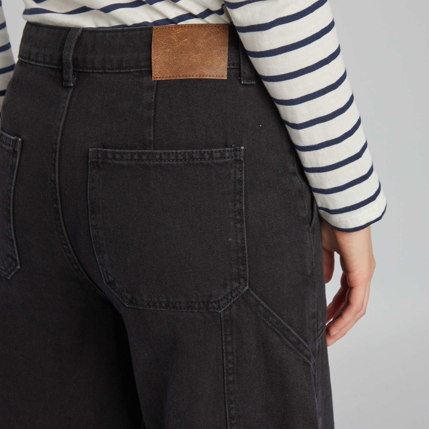 High-waisted denim trousers GREY
