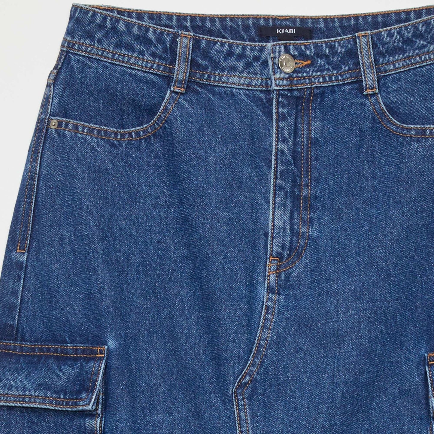 Mid-length denim skirt BLUE