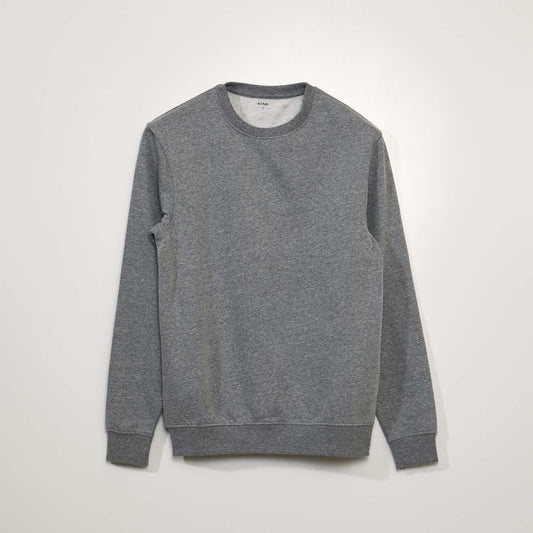 Round neck sweater with sweatshirt fabric lining M_GREY