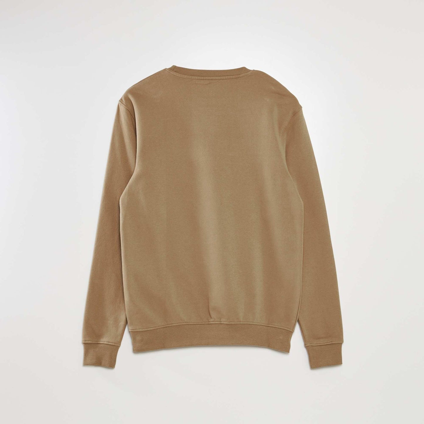 Round neck sweater with sweatshirt fabric lining BEIGE TIG