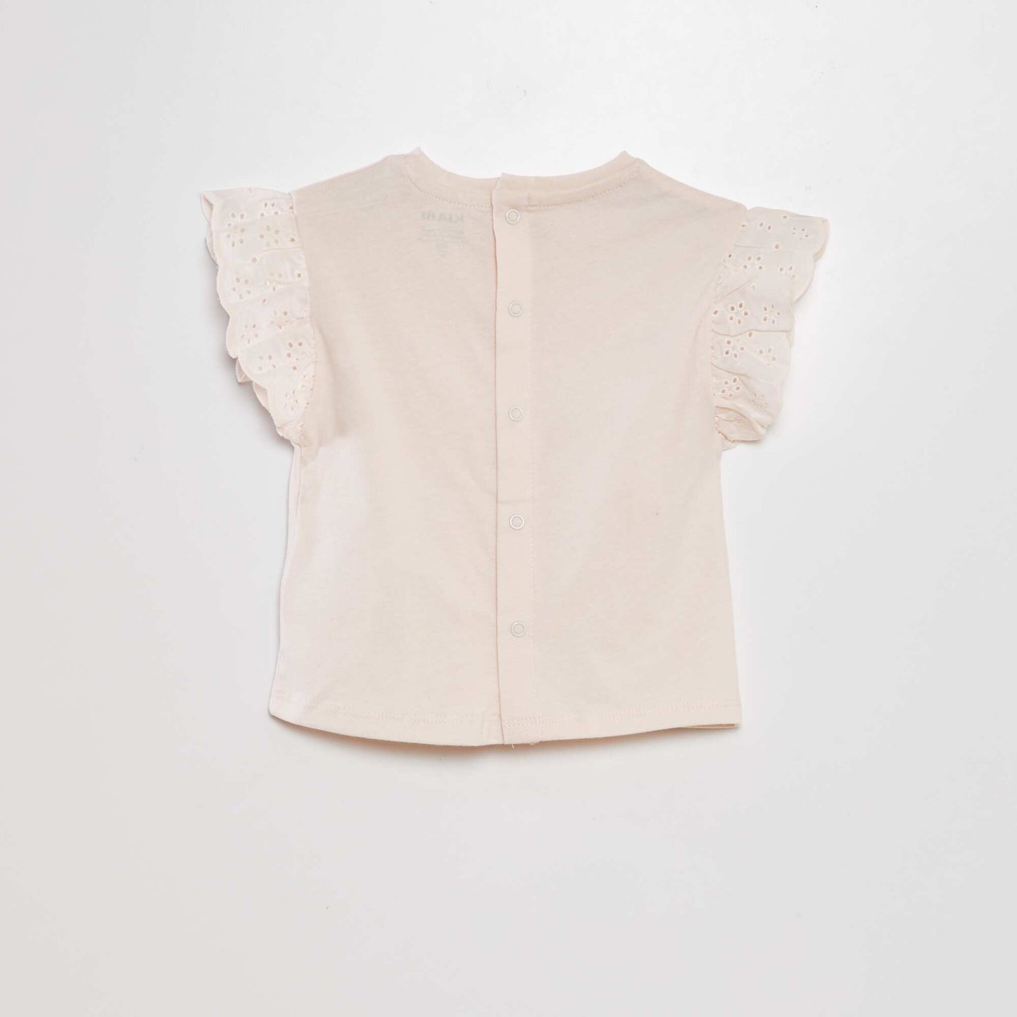 T-shirt with broderie anglaise sleeves PINK