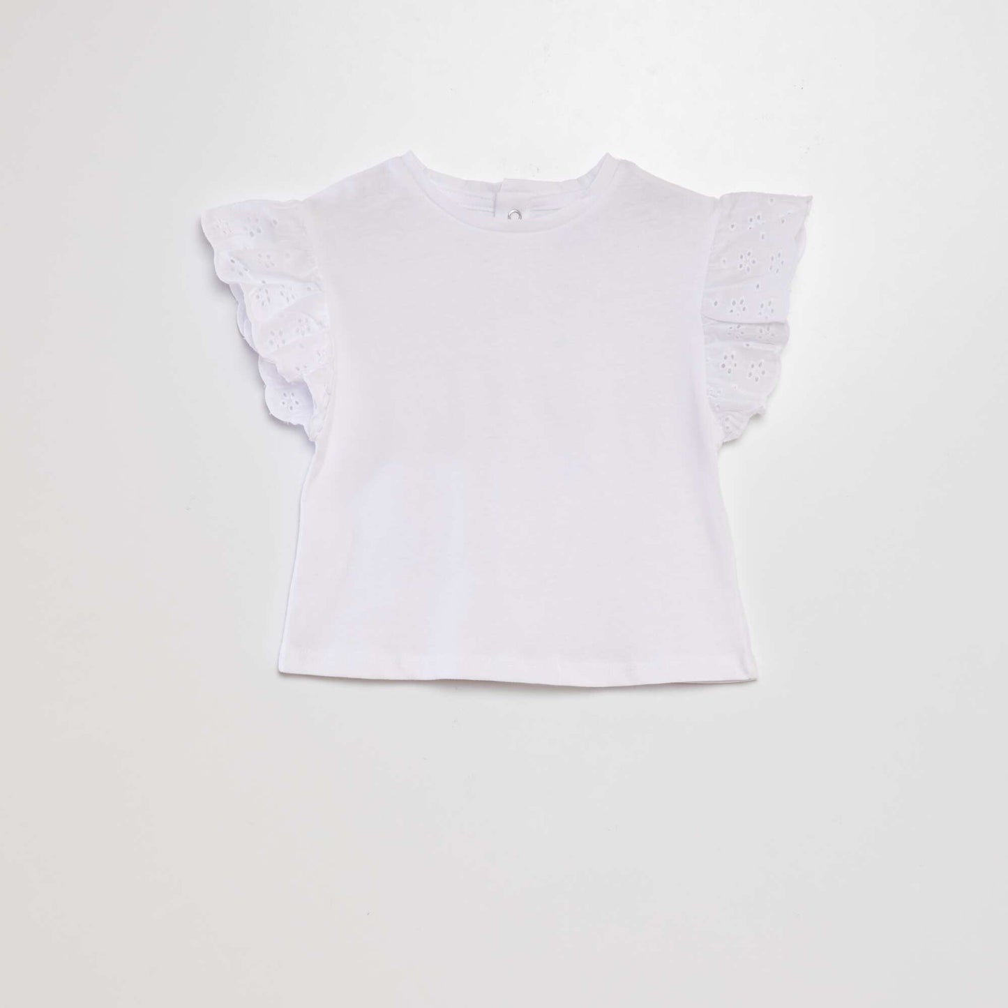 T-shirt with broderie anglaise sleeves white