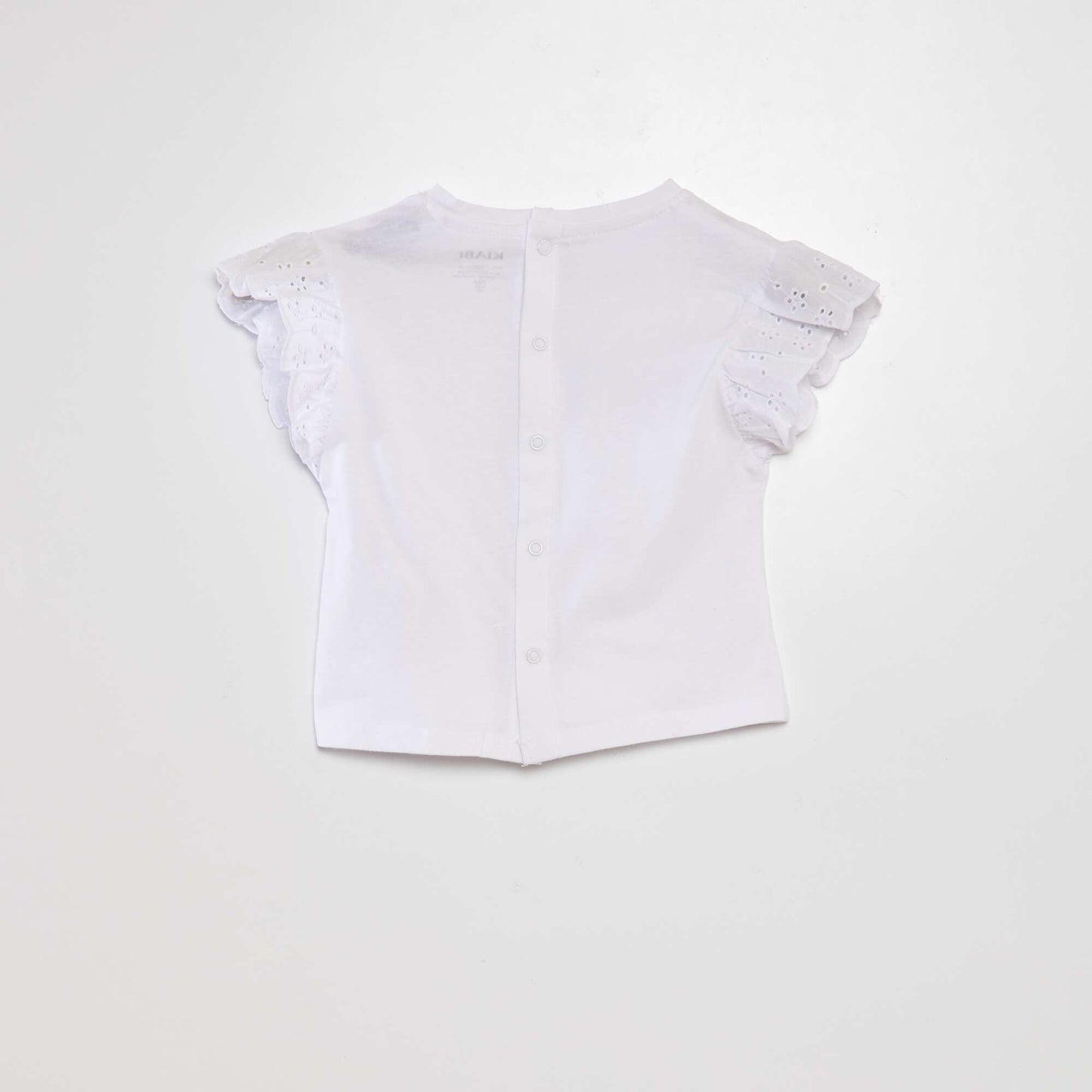 T-shirt with broderie anglaise sleeves WHITE