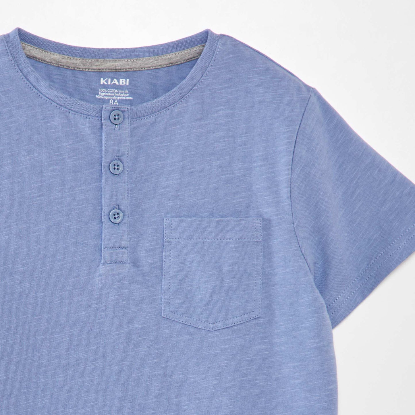 Jersey T-shirt with buttoned neckline BLUE