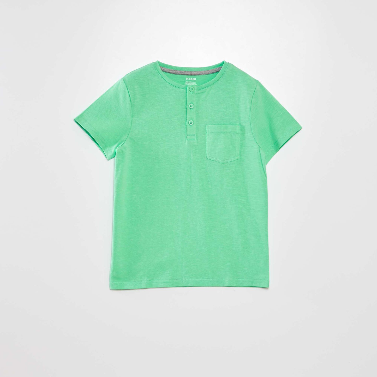 Jersey T-shirt with buttoned neckline GREEN