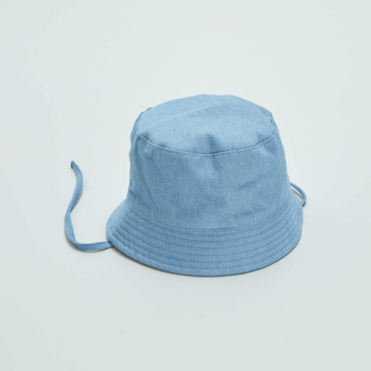 Tie-on plain bucket hat BLUE