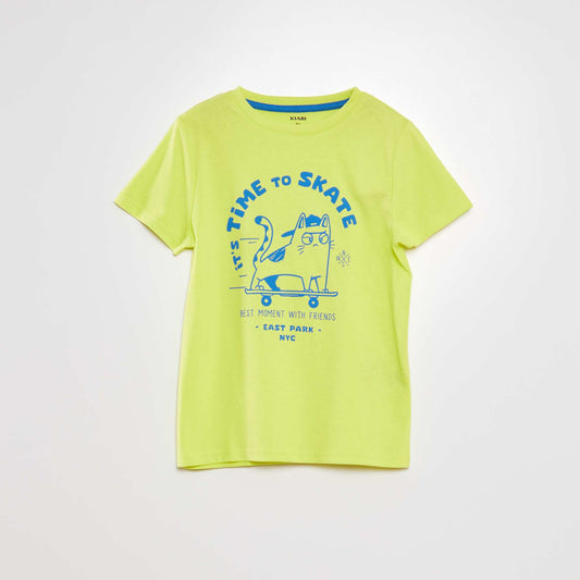 Round-neck cotton T-shirt YELLOW