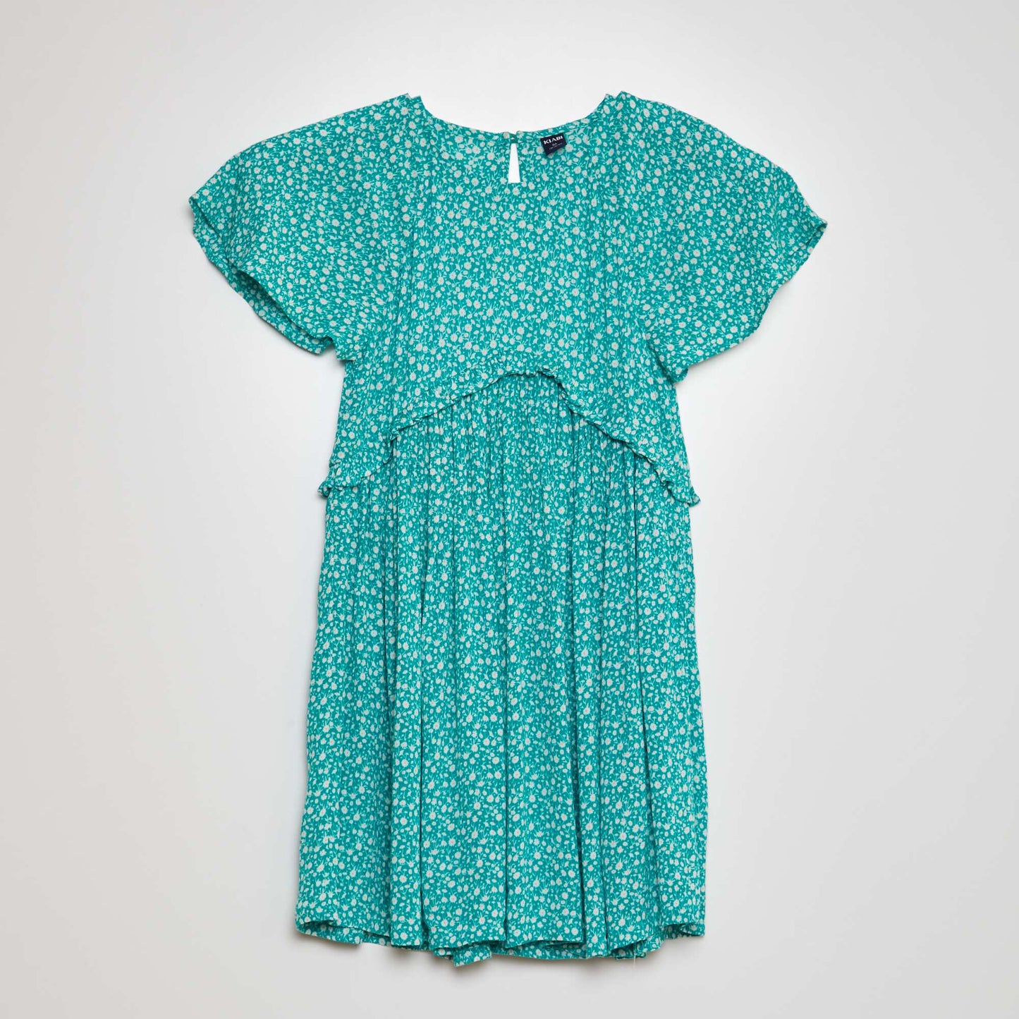 Printed dress with ruffle GREEN
