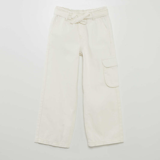 Wide-leg jeans with flap pockets WHITE