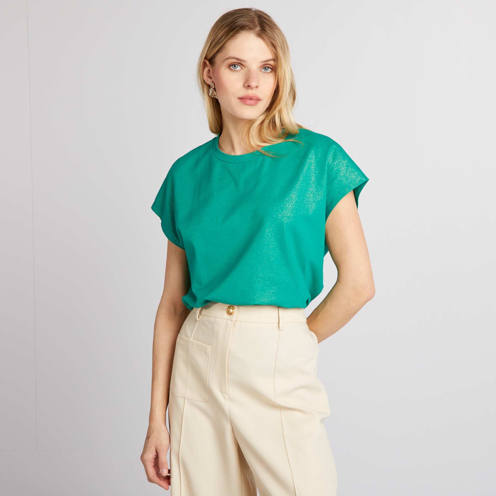 Glittery jersey T-shirt GREEN