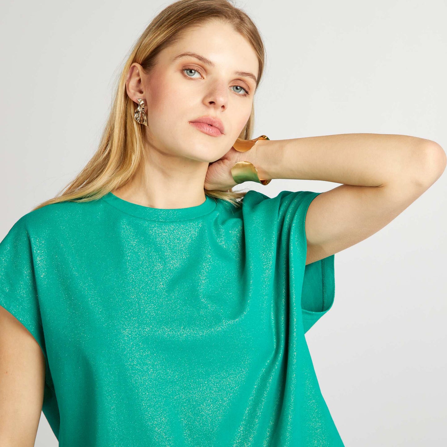 Glittery jersey T-shirt GREEN