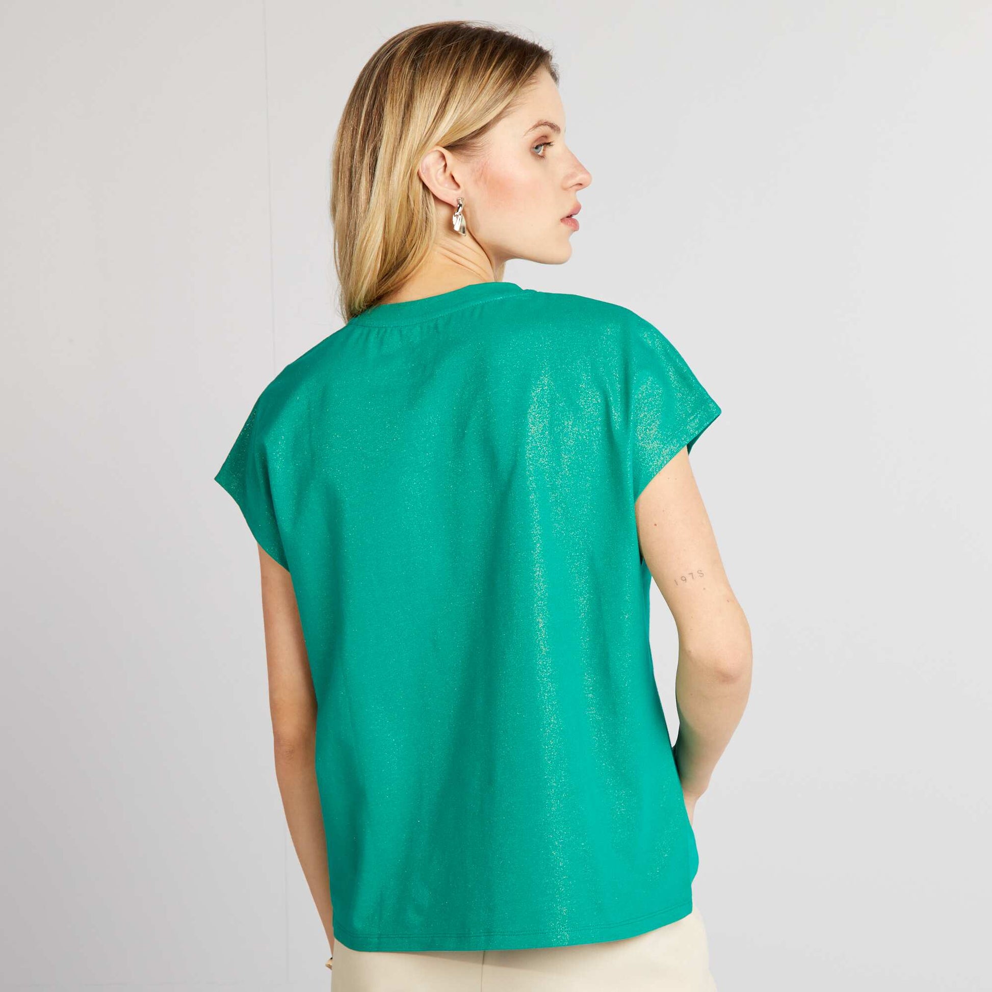 Glittery jersey T-shirt GREEN