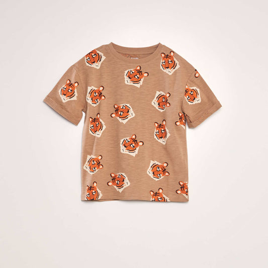 T-shirt with decorative print BROWN