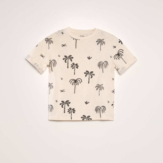 T-shirt with decorative print BEIGE