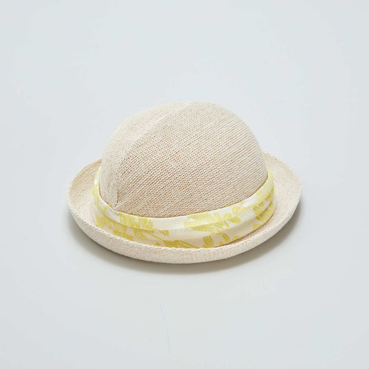 Round straw hat BEIGE