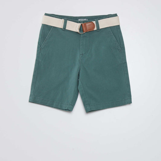 Chino shorts + belt GREEN