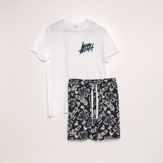 T-shirt and shorts pyjama set - 2-piece set BLACK