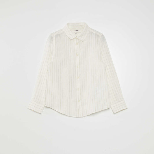 Pinstriped linen shirt WHITE