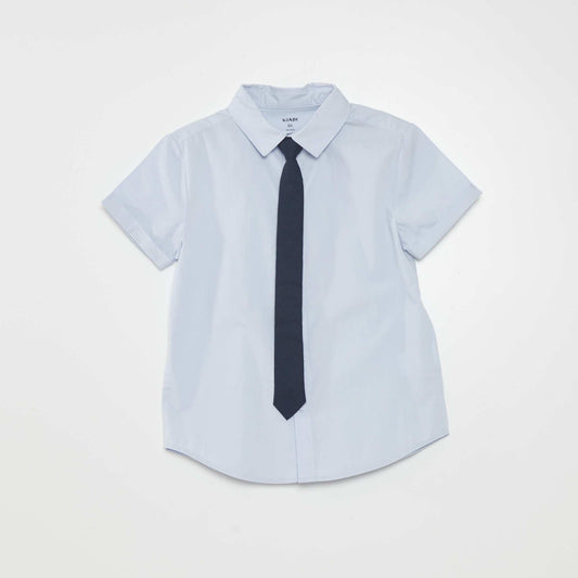 Cotton shirt + tie set - 2-piece set BLUE