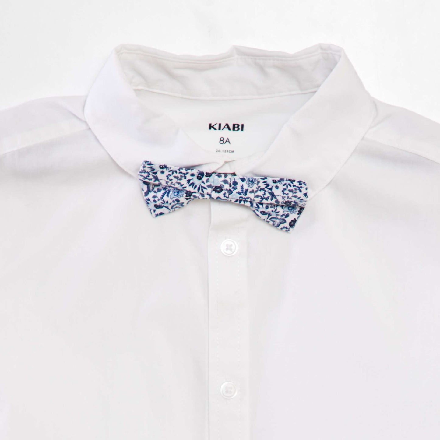 Short-sleeved shirt with bow tie WHITE