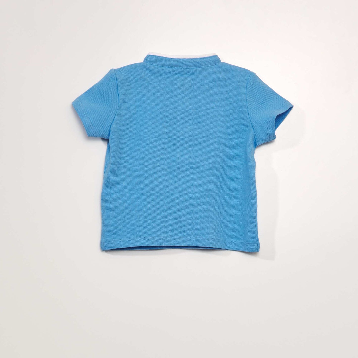 Piqué knit polo shirt with mandarin collar BLUE