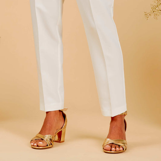 Heeled gold sandals YELLOW