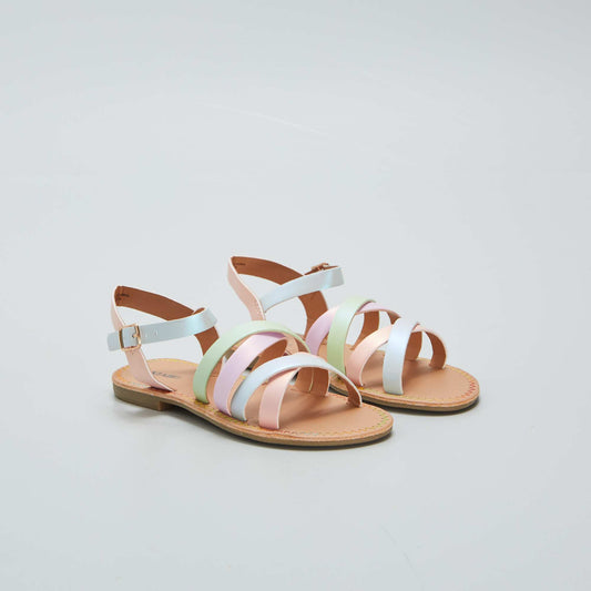Sandals with multicoloured straps PINK