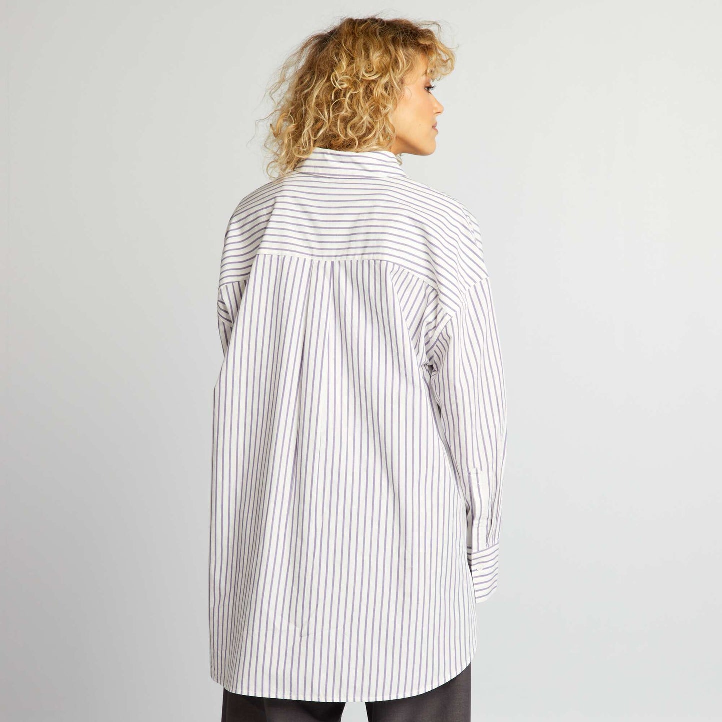 Longline oversized striped shirt WHITE