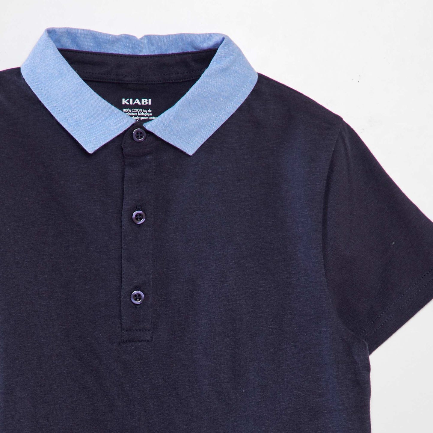 Cotton polo shirt with contrasting collar BLUE