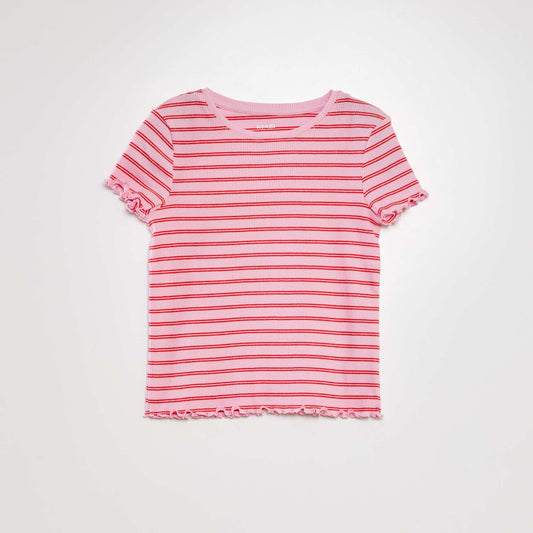 Striped short-sleeved T-shirt PINK