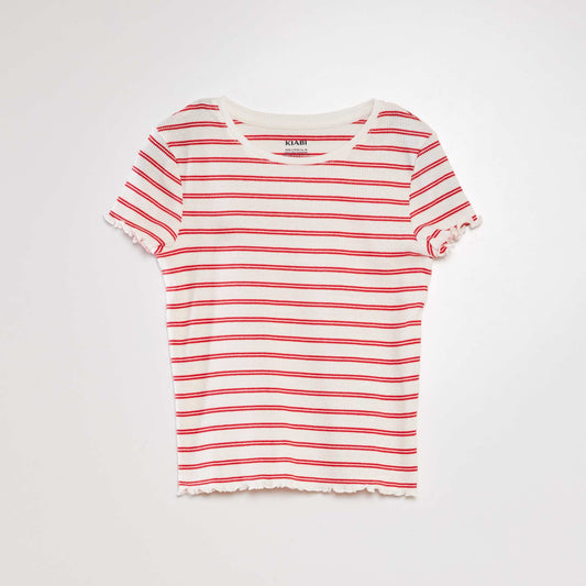 Striped short-sleeved T-shirt RED