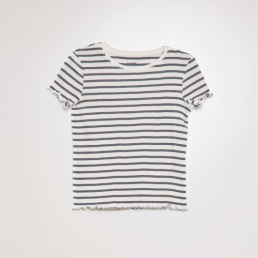 Striped short-sleeved T-shirt WHITE