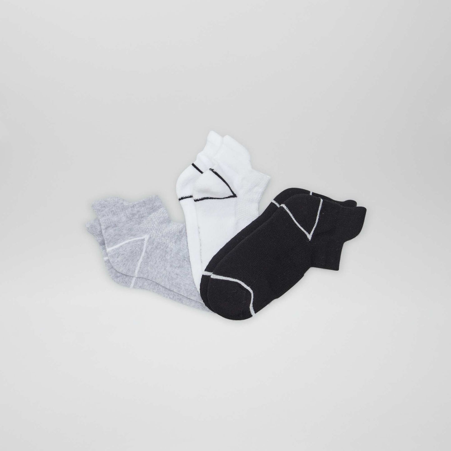 Pack of 3 pairs of invisible sports socks BLACK