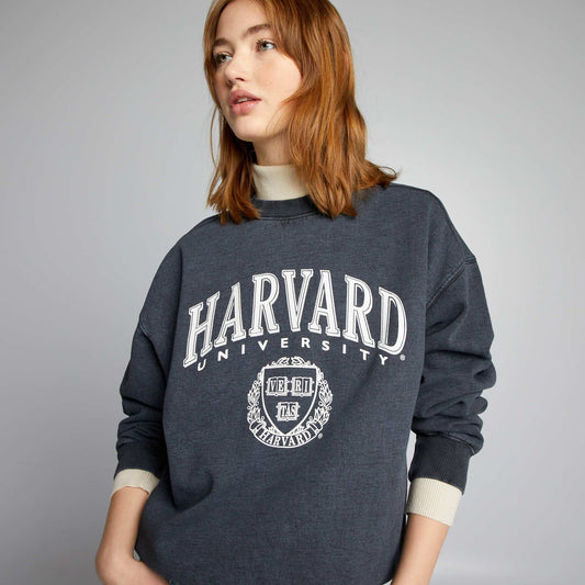Oversized Harvard sweatshirt with round neck GREY