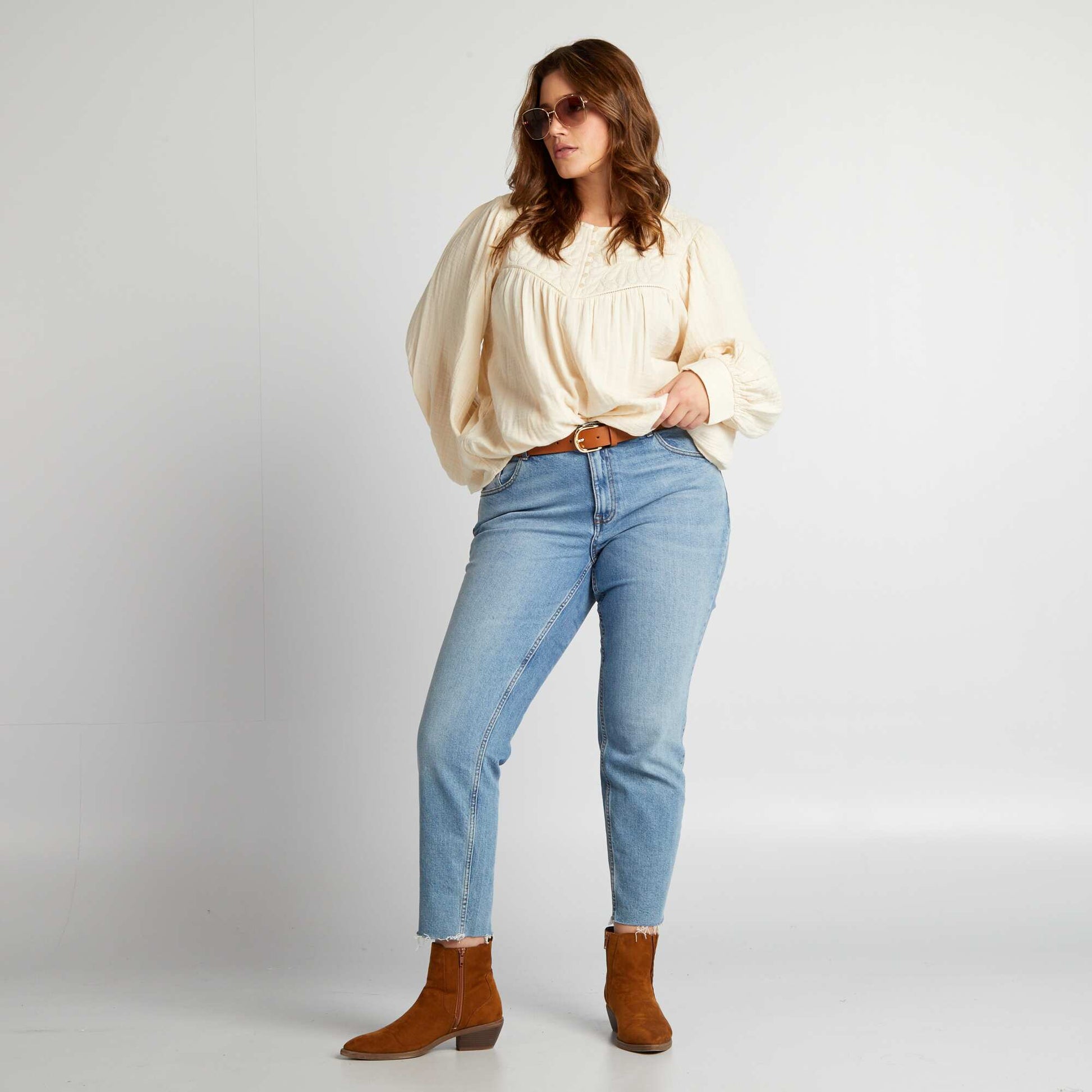Cotton gauze blouse BEIGE