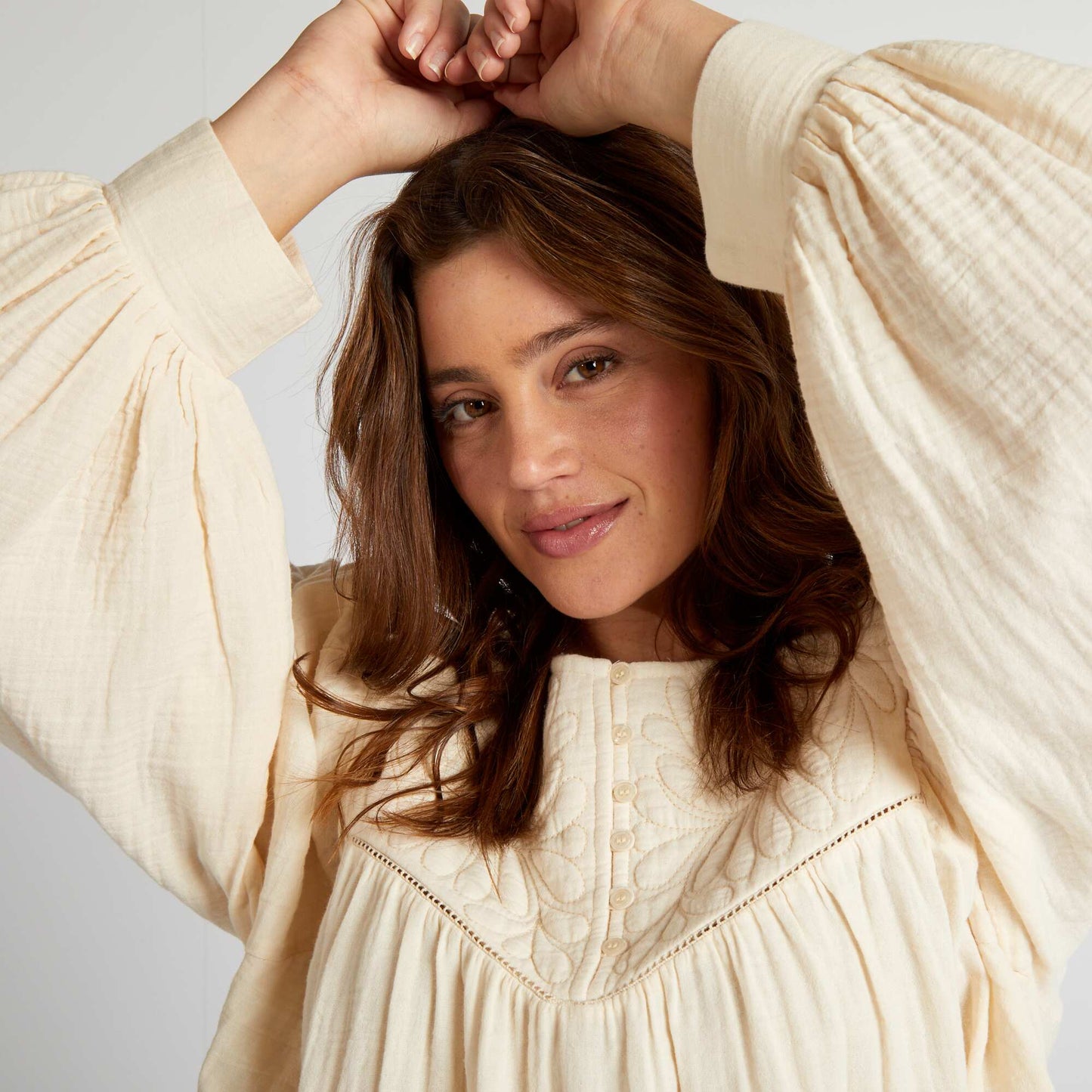 Cotton gauze blouse BEIGE
