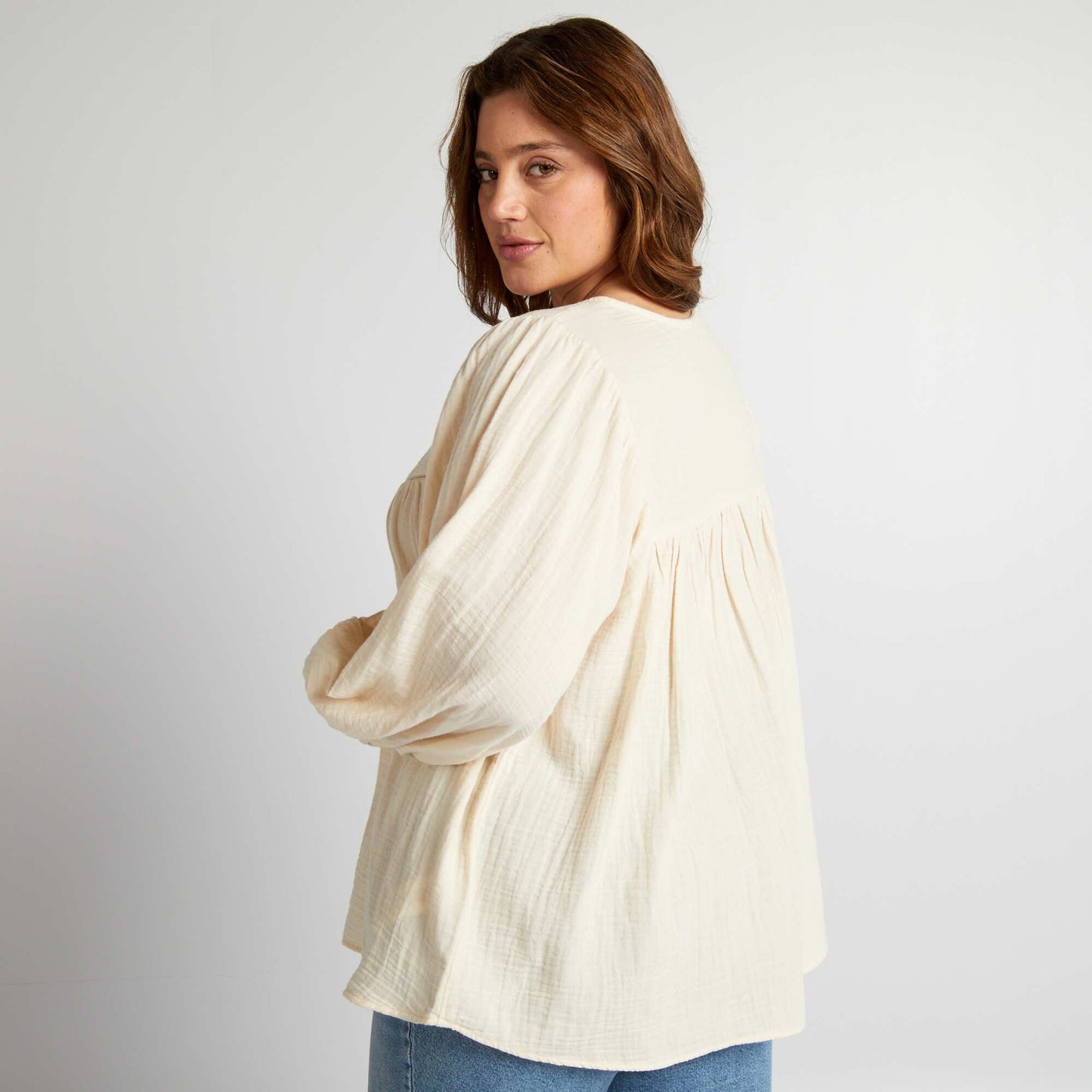 Cotton gauze blouse BEIGE