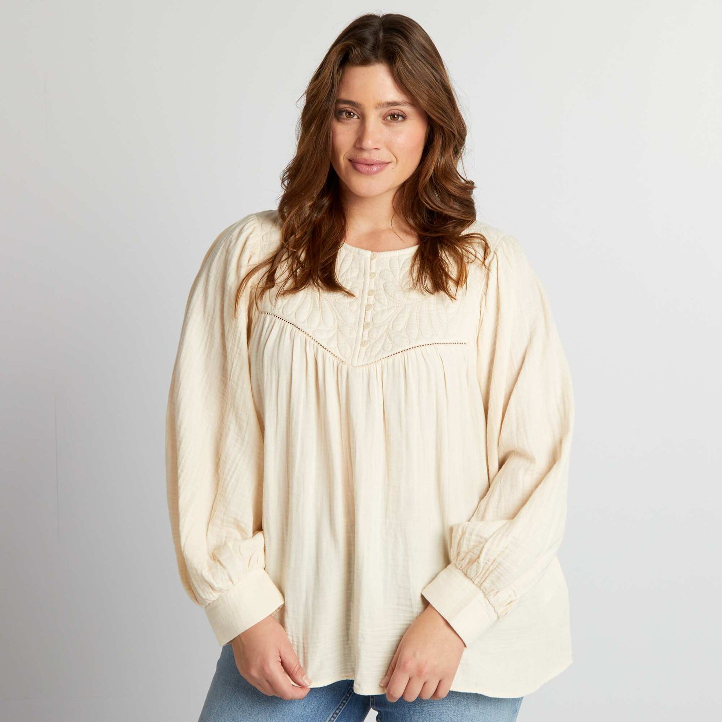 Cotton gauze blouse BEIGE