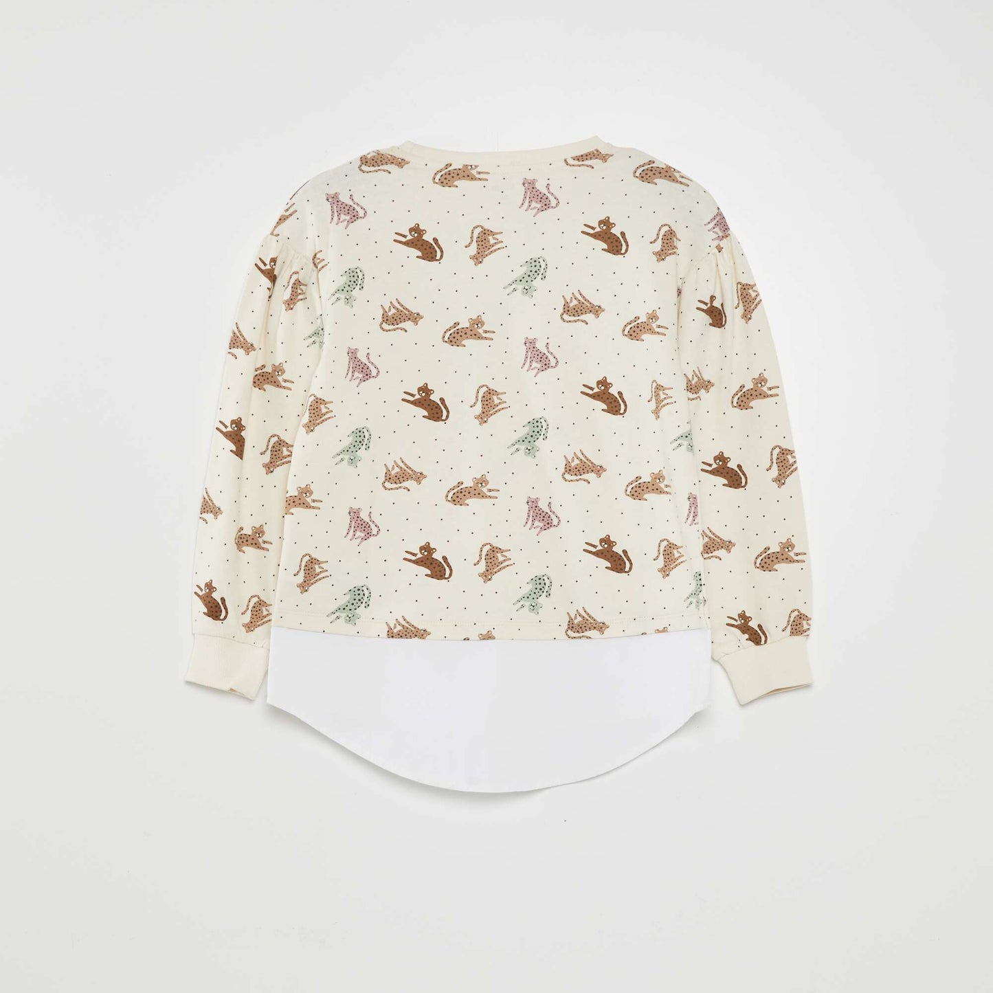 T-shirt with long puff sleeves WHITE