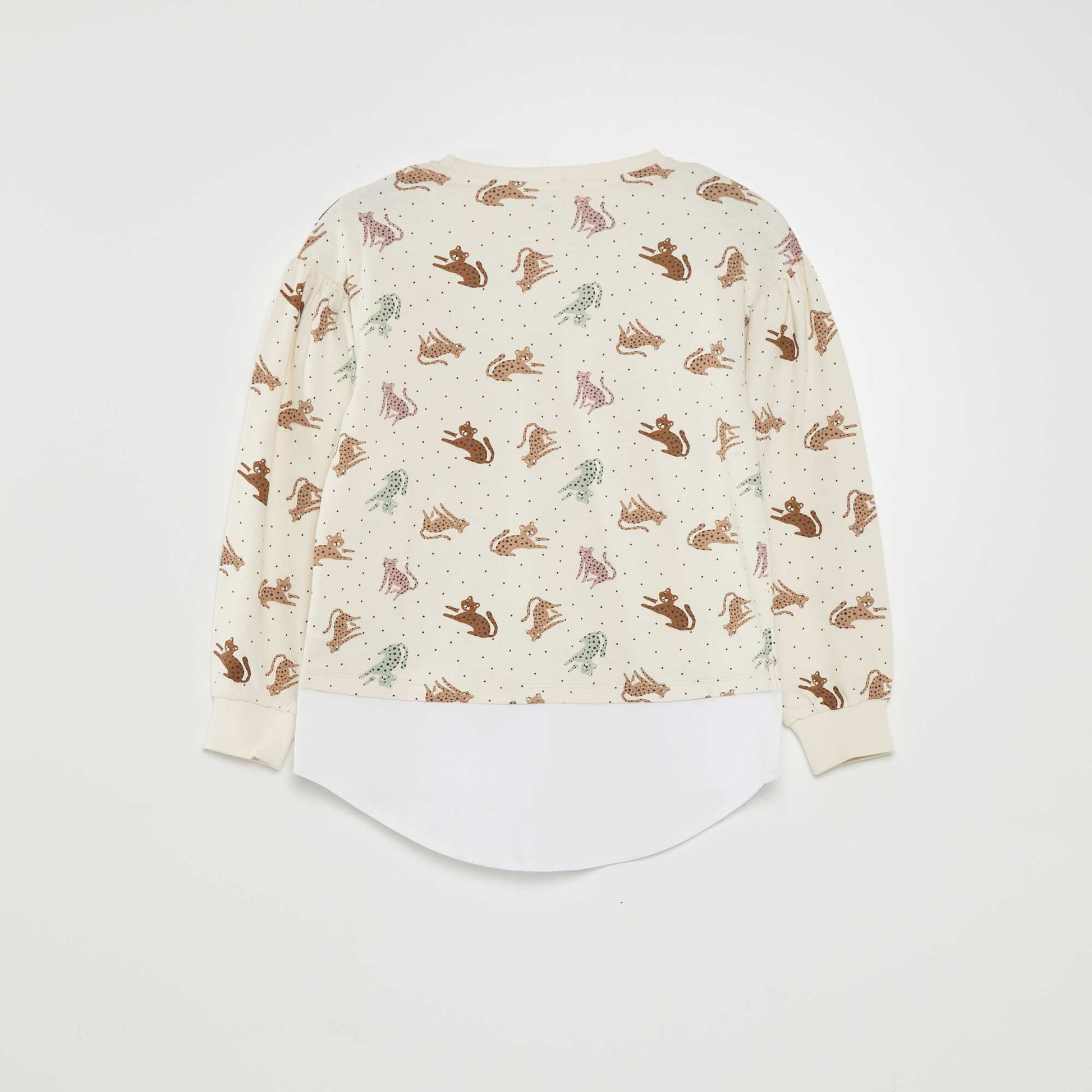 T-shirt with long puff sleeves WHITE