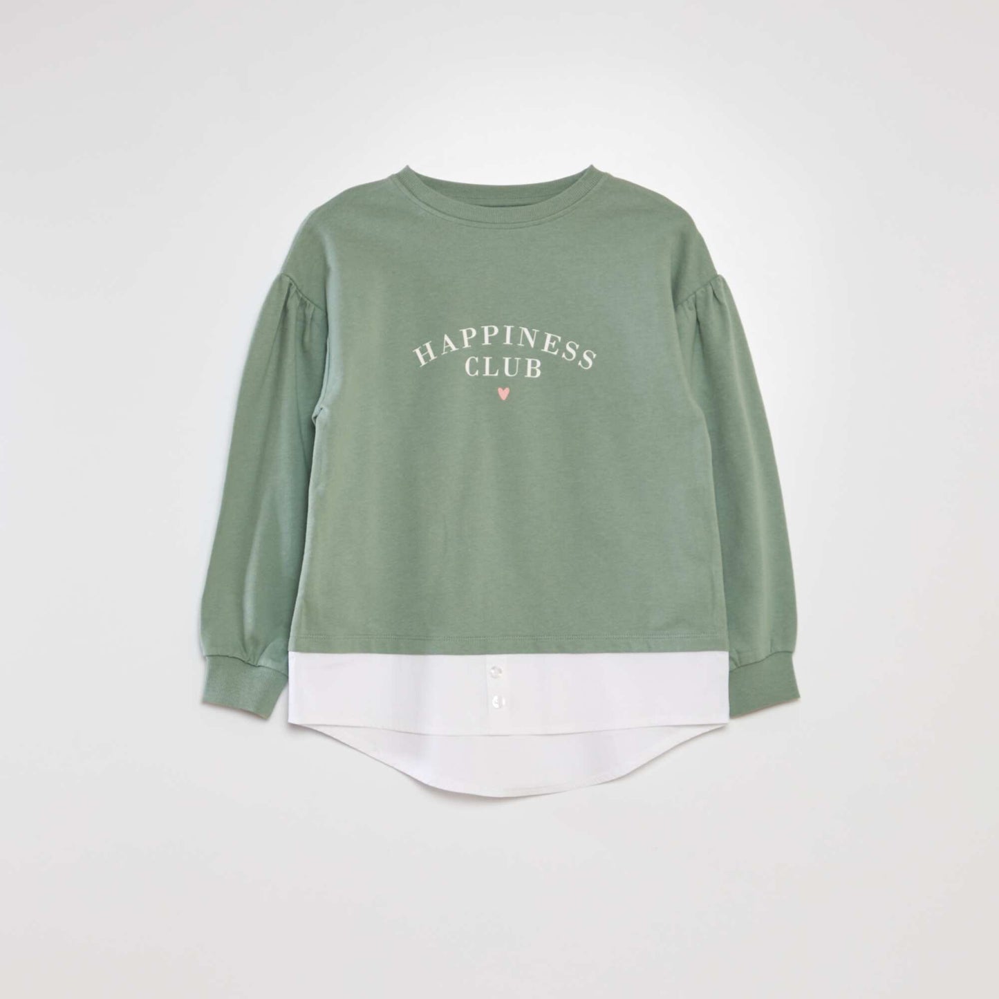 T-shirt with long puff sleeves GREEN
