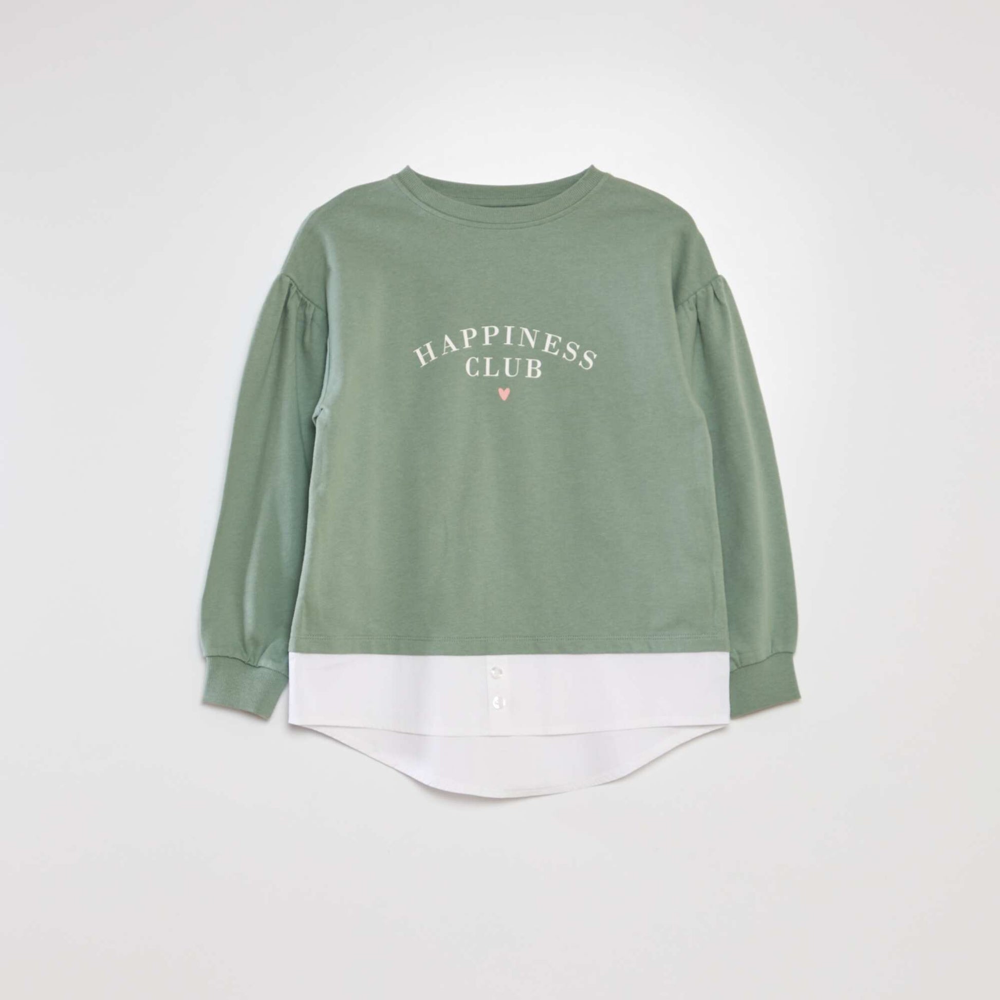 T-shirt with long puff sleeves GREEN