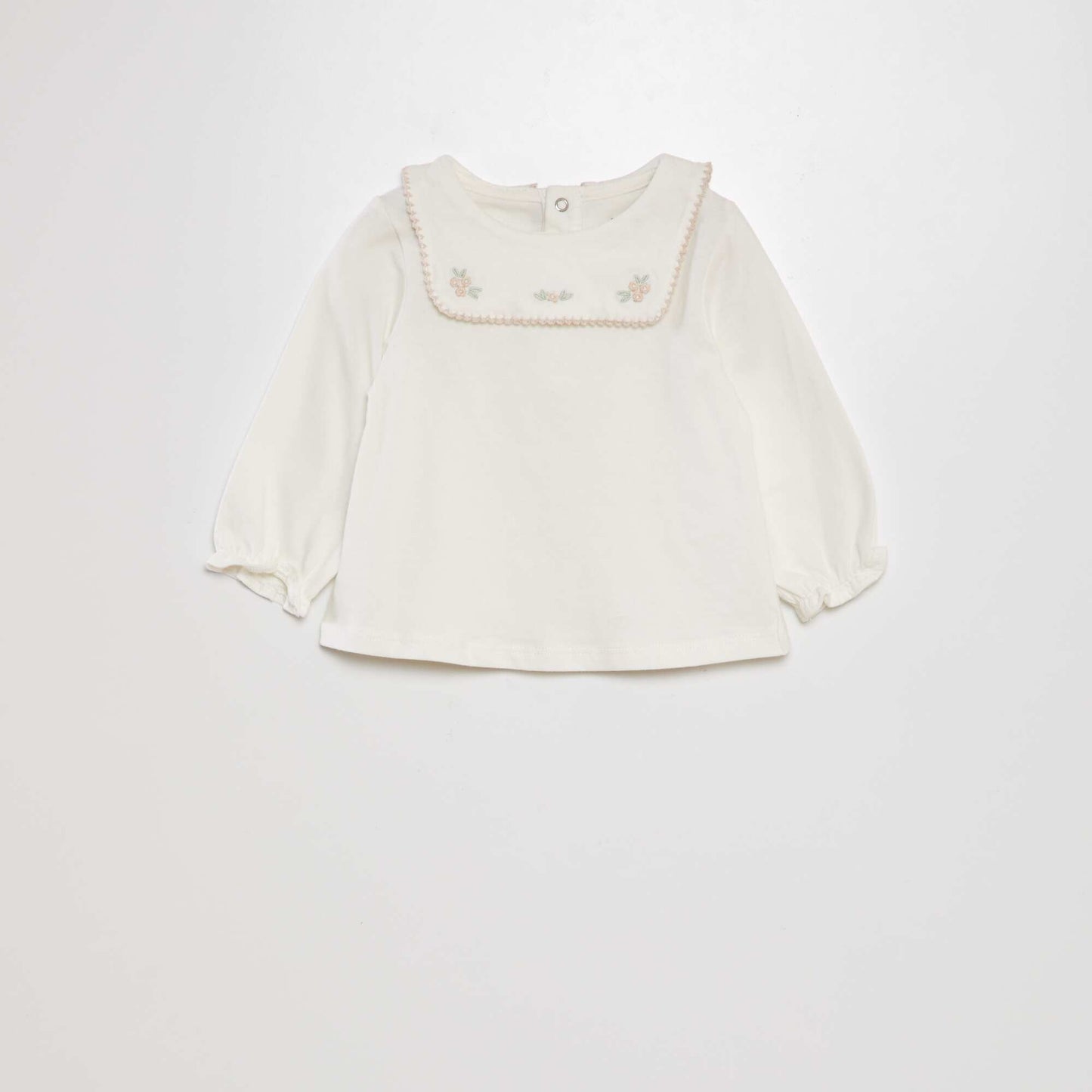 Long-sleeved T-shirt with large collar WHITE