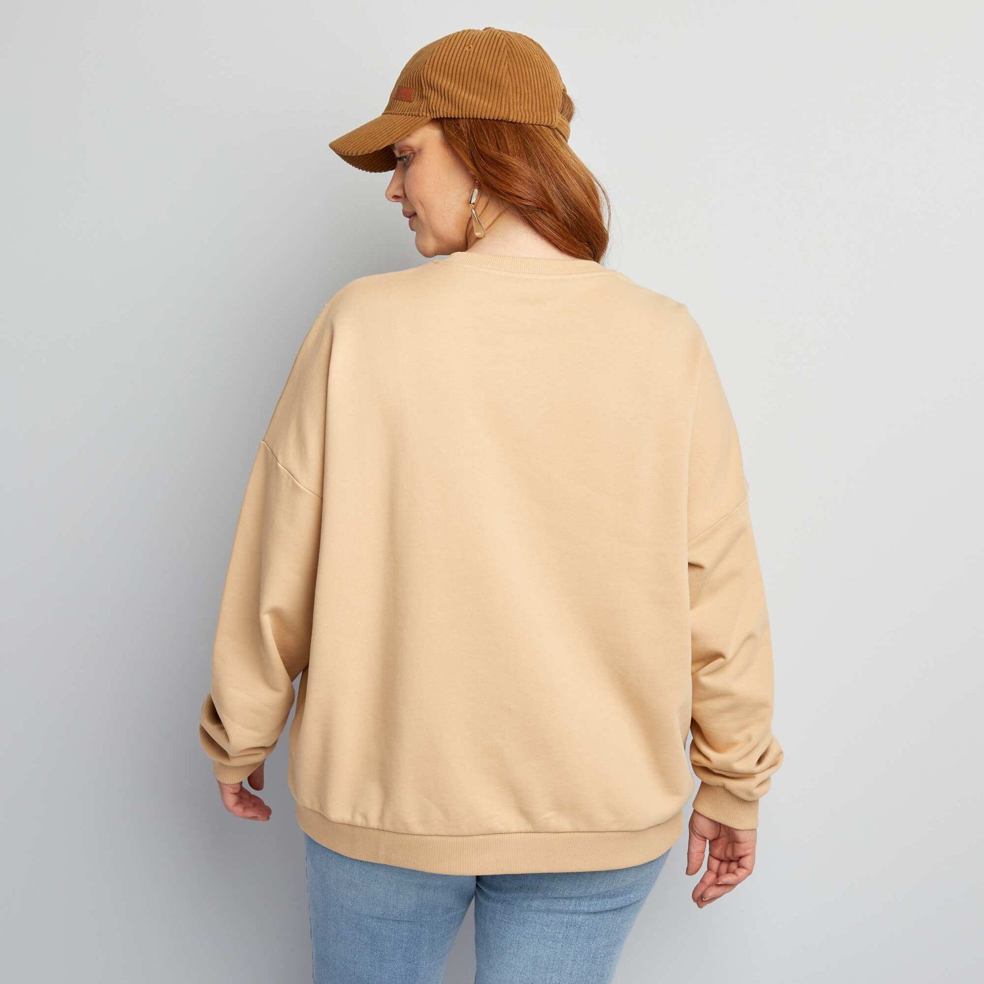 Embroidered sweatshirt BEIGE
